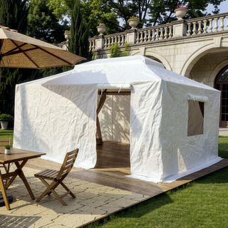 Sunvega Universal Winter Gazebo Cover with Sidewalls and Mesh Windows Waterproof