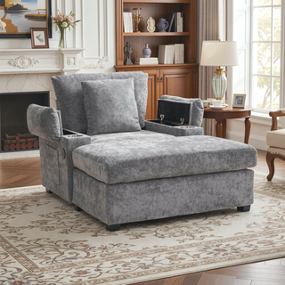 Sunvega Ergonomic Oversized Chair with Ottoman Firm Support Chenille Sofa