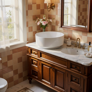 Sunvega Elegant 49 Inch Solid Surface Soaking Bathtub with Deep Safe Soak