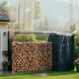 Sunvega Durable Rust-Resistant Metal Firewood Storage Shed for Indoor and Outdoor Use