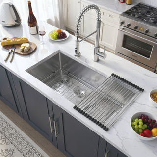 Sunvega 32x19 Inch Undermount Kitchen Sink with Superior Drainage and Soundproofing