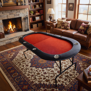 Sunvega 73 Inch Foldable Oval Poker Table with Cup Holders for 8 Players