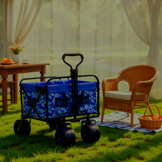 Sunvega Collapsible Foldable Wagon Cart with Strapping System and 3-Pcs Plastic Liner