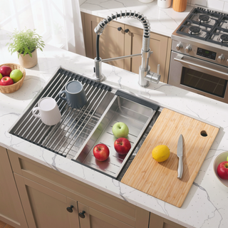 Sunvega Handcrafted 33x19 Inch Undermount Single Bowl Kitchen Sink Dark Gray