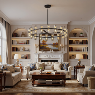 Sunvega Luxury Double Crystal Ring LED Chandelier Lighting for Modern Dining Room