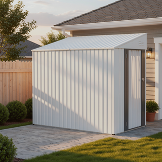 Sunvega 4x7 Foot Lean-To Shed in Olive Grey with Galvanized Steel and Lockable Double Door