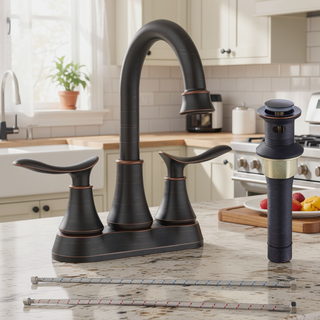 Sunvega Oil Rubbed Bronze 2-Handle Bathroom Faucet with Pop-up Drain