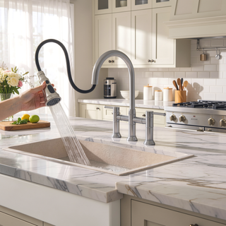Sunvega High Arc Single Handle Stainless Steel Kitchen Faucet with Pull Down Sprayer