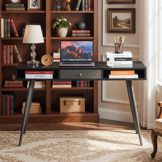 Sunvega Mid Century Modern Writing Study Desk with Drawers for Home Office