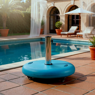 Sunvega Stainless Steel Round Wheelie Umbrella Base for Outdoor Patio Use