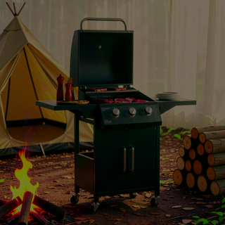 Sunvega 2 Burner Portable Gas BBQ Grill with Lid Thermometer and Foldable Legs