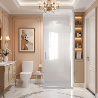 Sunvega 24x72 Inch Brushed Nickel Pivot Shower Door with Half Frame