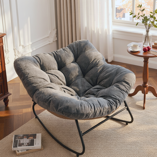 Sunvega Wicker Papasan Lounge Rocking Chair for Indoor and Outdoor Relaxation