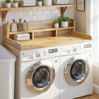 Sunvega Waterproof MDF Washer Dryer Countertop with Non-slip Pads and High Edge