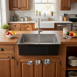 Sunvega Handcrafted 33x19 Inch Undermount Single Bowl Kitchen Sink Dark Gray