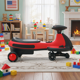 Sunvega Kids 12V Wiggle Car with Bluetooth Music Flashing Wheels and LED Lights