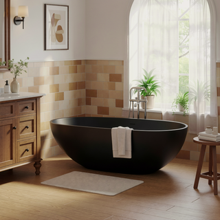 Sunvega Freestanding Solid Surface Soaking Bathtub with Ergonomic Design