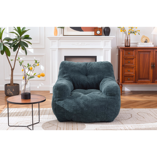Sunvega Soft Teddy Velvet Fabric Tufted Bean Bag Chair with Ergonomic Backrest