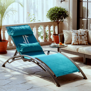 Sunvega Durable Textilene Fabric Chaise Lounge Chairs Set with Side Table