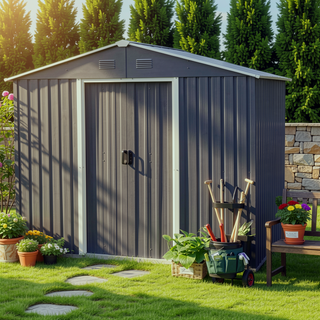 Sunvega 8ft x 6ft Outdoor Metal Storage Shed with Galvanized Steel Panels