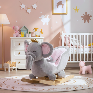 Sunvega Cute Elephant Rocking Chair Toy with Sound Effects and Safety Belt