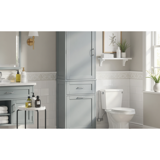 Sunvega Tall Freestanding Bathroom Storage Cabinet with Two Drawers and Adjustable Shelf
