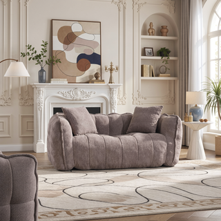 Sunvega Super Soft Chenille Bean Bag Chair with Armrests for Living Room