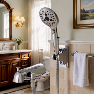 Sunvega Lift-Up Diverter Bathtub Faucet with 6 Settings Handheld Shower in Chrome