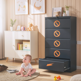 Sunvega 4 Drawer Metal Vertical File Cabinet with Lock for A4 Legal Letter Size