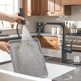 Sunvega Single Handle Kitchen Sink Faucet with Pull Out Sprayer and Deck Plate