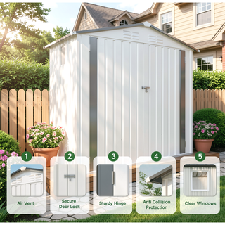 Sunvega 6X3.6FT Metal Storage Shed with Waterproof Roof and Lockable Door
