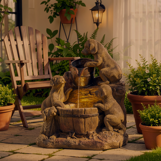 Sunvega Hand Crafted 22.75" High Weather Resistant Faux Stone Fountain with LED Lights