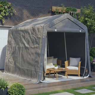 Sunvega Heavy Duty Galvanized Steel Carport Canopy with Anti-UV PE Cover and Double Zipper Doors