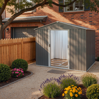 Sunvega 8ft x 6ft Outdoor Metal Storage Shed with Galvanized Steel Panels