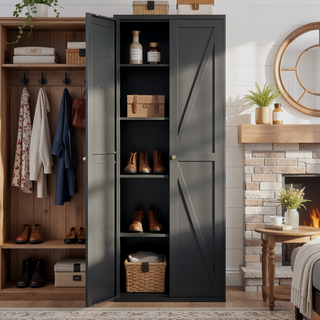 Sunvega Premium Powder Coated Steel Storage Cabinet With Four Adjustable Shelves