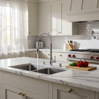 Sunvega 32x19 Inch Undermount Kitchen Sink with Superior Drainage and Soundproofing