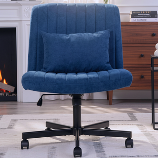 Sunvega Adjustable Ergonomic Armless Office Chair with Plush Linen Upholstery