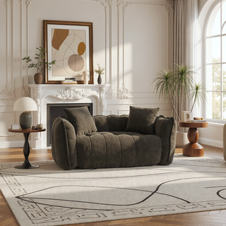 Sunvega Super Soft Chenille Bean Bag Chair with Armrests for Living Room