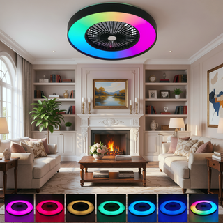 Sunvega 23-inch Smart Ceiling Fan Light with RGB LED Dimmable Color-Changing for Living Room