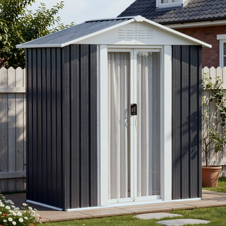 Sunvega Pent Roof Outdoor Storage Shed with Aluminum Alloy Frame and Sliding Door