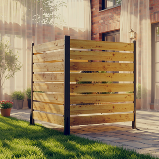 Sunvega Cedar Wood Privacy Screen Panel with Sturdy Aluminum Frame for Outdoor