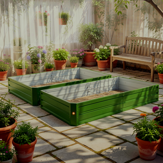 Sunvega 2 Pack Metal Raised Garden Bed Kit for Vegetables Flowers and Herbs