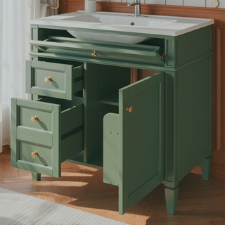 Sunvega Modern Minimalist 30'' Bathroom Vanity with Top Sink and Ample Storage