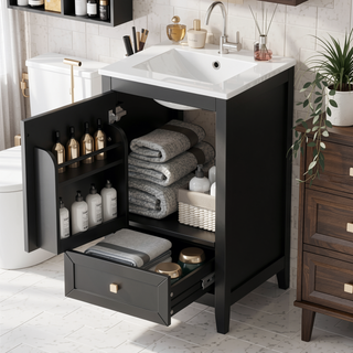 Sunvega 20 Inch Bathroom Vanity with Ceramic Sink and Adjustable Leveling Pads