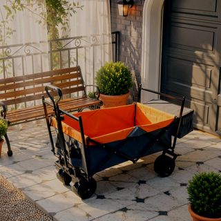 Sunvega Collapsible Wagon with Canopy 480Lbs Capacity 7" All-Terrain Wheels and Mosquito Net