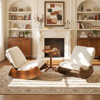 Sunvega Solid Wood Frame Corduroy Upholstery Glider Rocking Chair for Nursery