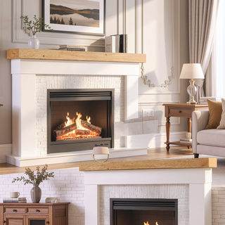 Sunvega Handcrafted Pine Wood Fireplace Mantel Shelf with Distinctive Wood Grain