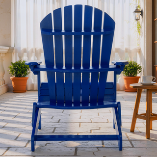 Sunvega Folding Acacia Wood Adirondack Chair with Slatted Seat and Rustic Design