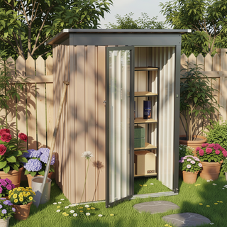 Sunvega 5FT x 3FT Grey Outdoor Pent Roof Garden Tool Storage Shed House