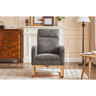 Sunvega Modern Upholstered Nursery Glider Rocking Chair with High Backrest and Side Pocket